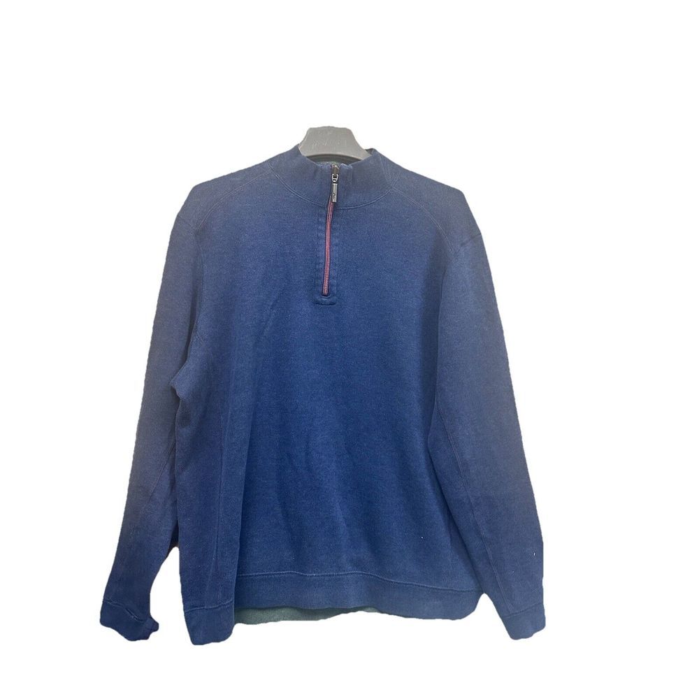 Tommy Bahama Reversible Cotton 1/4 Zip Pullover‎ Blue/Green Size Medium